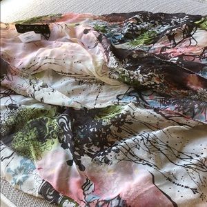 SHAN, scarf/swimwear silk coverup. 33” W x 34” L.
